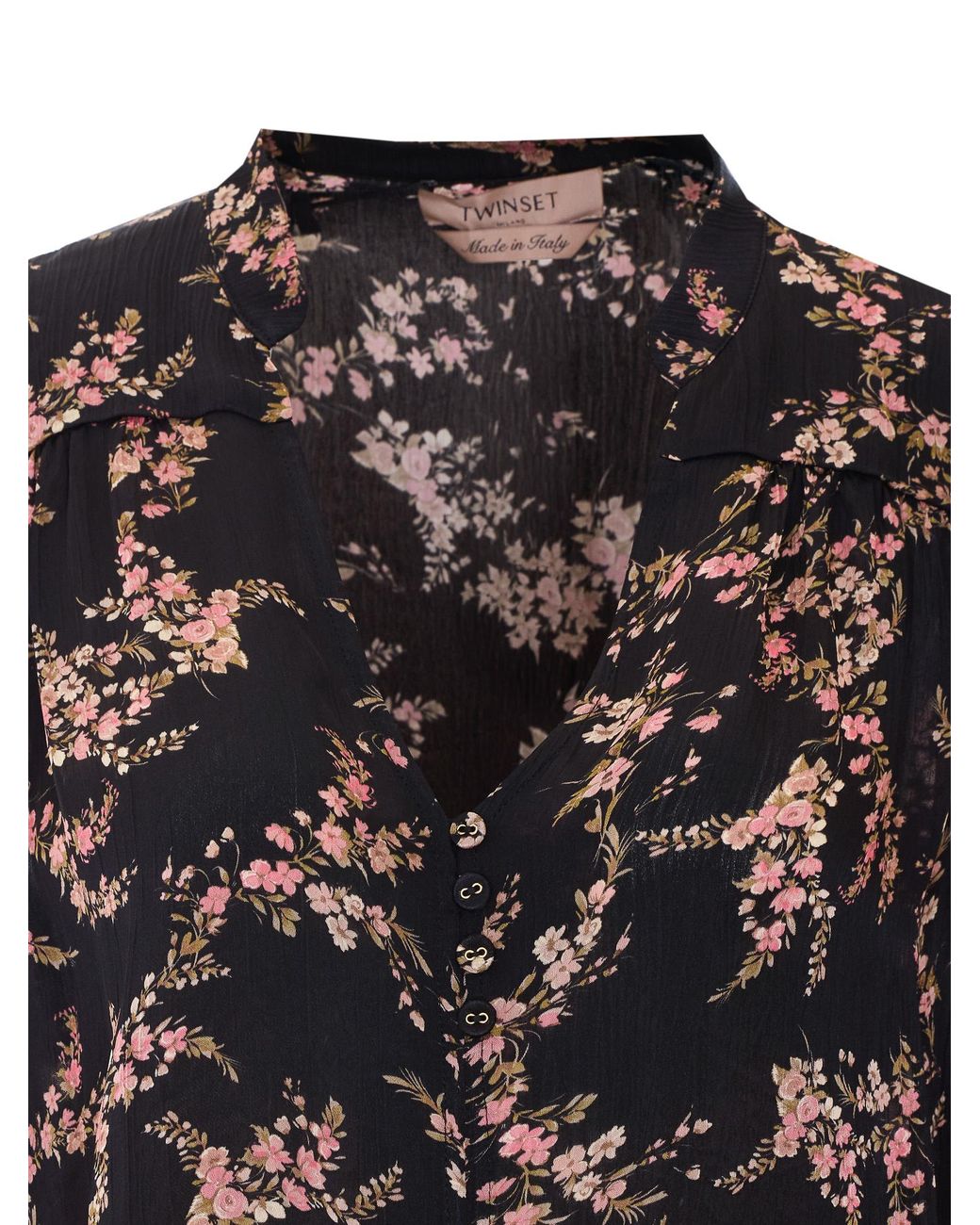 Twinset Black Floral Long-Sleeve Top