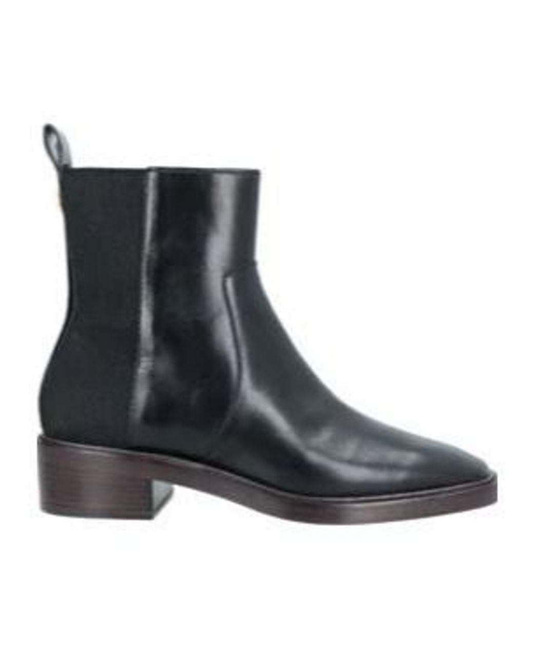 Tory Burch Black Square-Toe Block-Heel Ankle Boots
