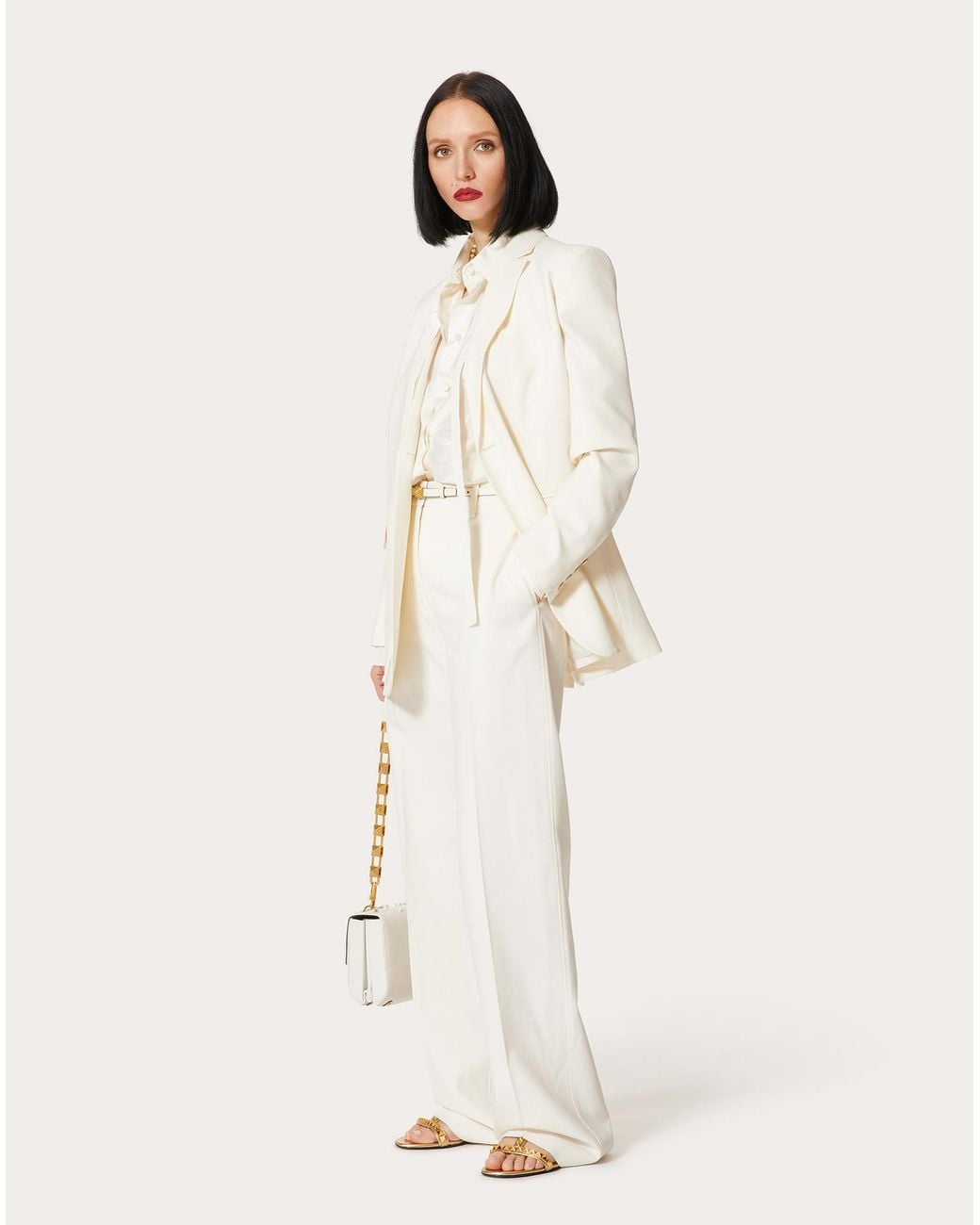 Valentino White High Waist Wide Leg Pants