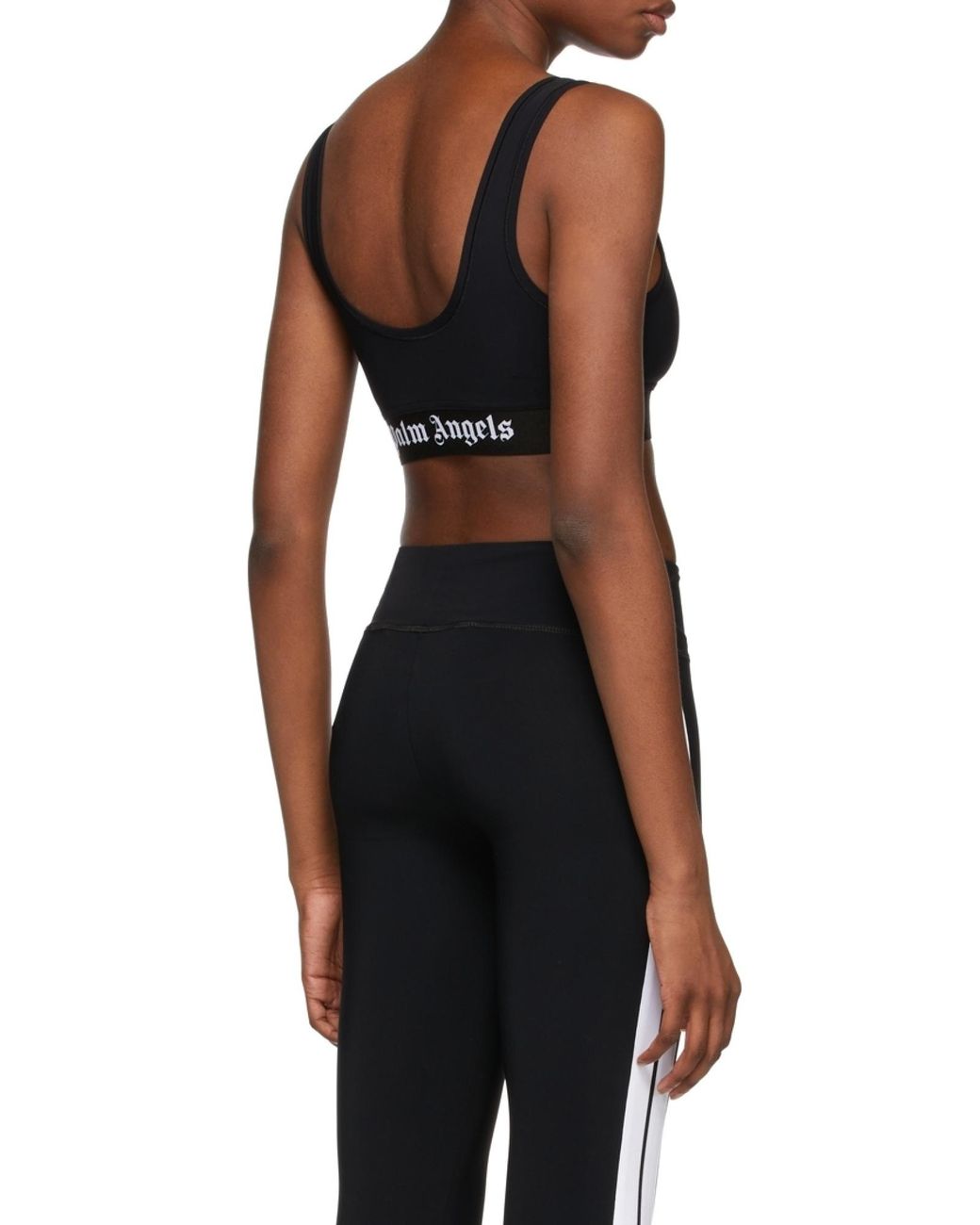 Palm Angels Black Scoop Neck Cropped Vest Top