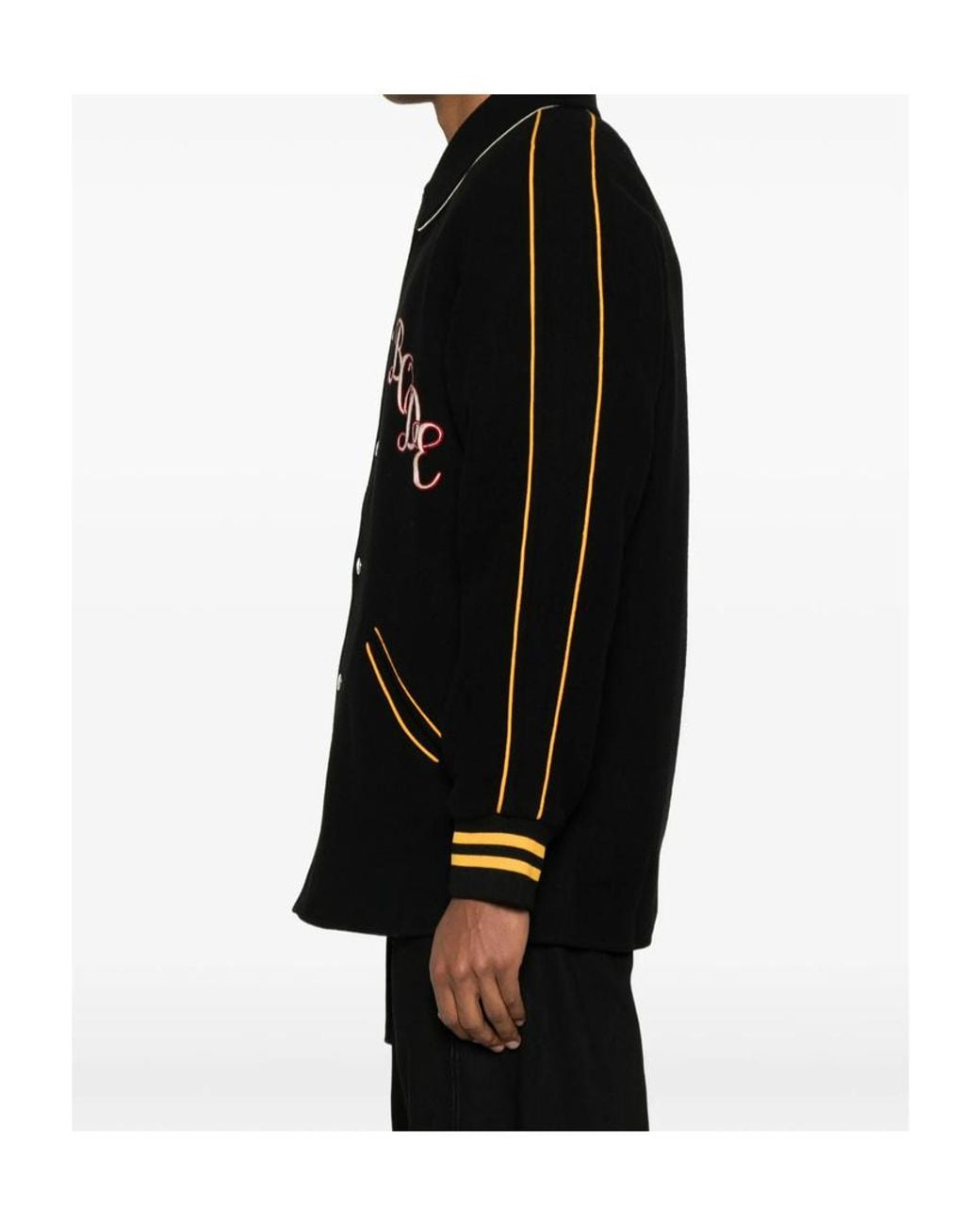 Bode Black Monogram Snap Reversible Jacket for men