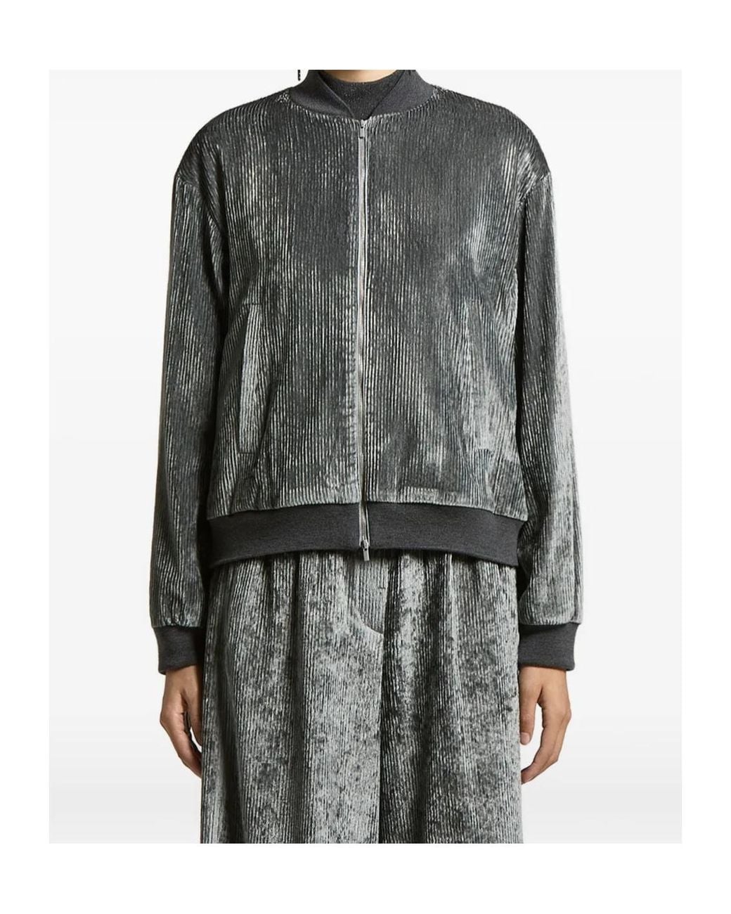 Peserico Gray Zipped Bomber Jacket