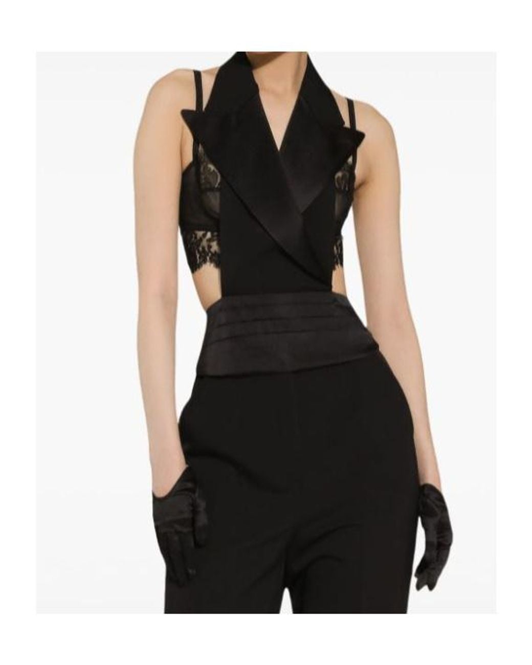 Dolce & Gabbana Black Satin Fitted Waistcoat With Buckle Strap