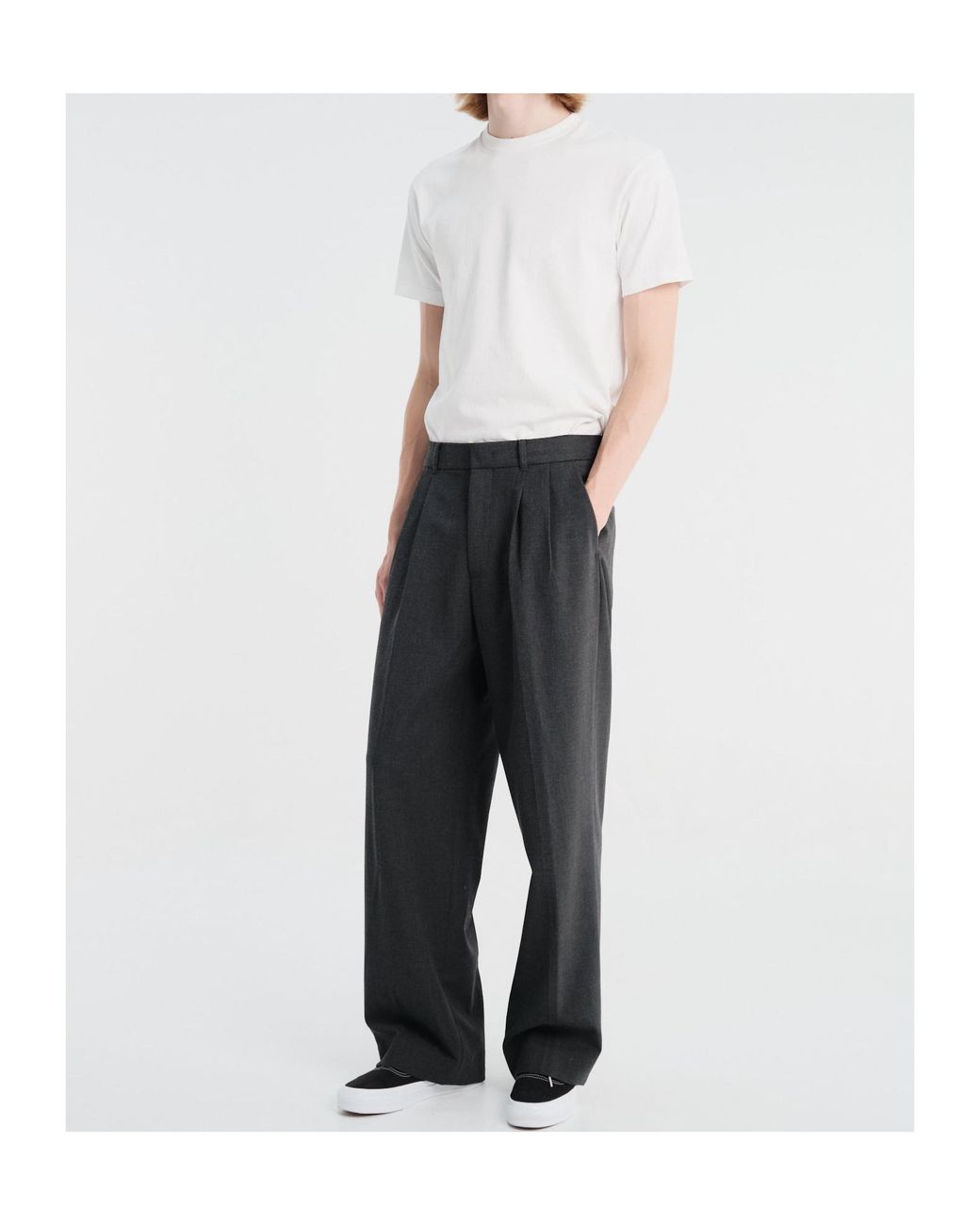 DUNST Black Double Pinch Wide-Leg Pants for men