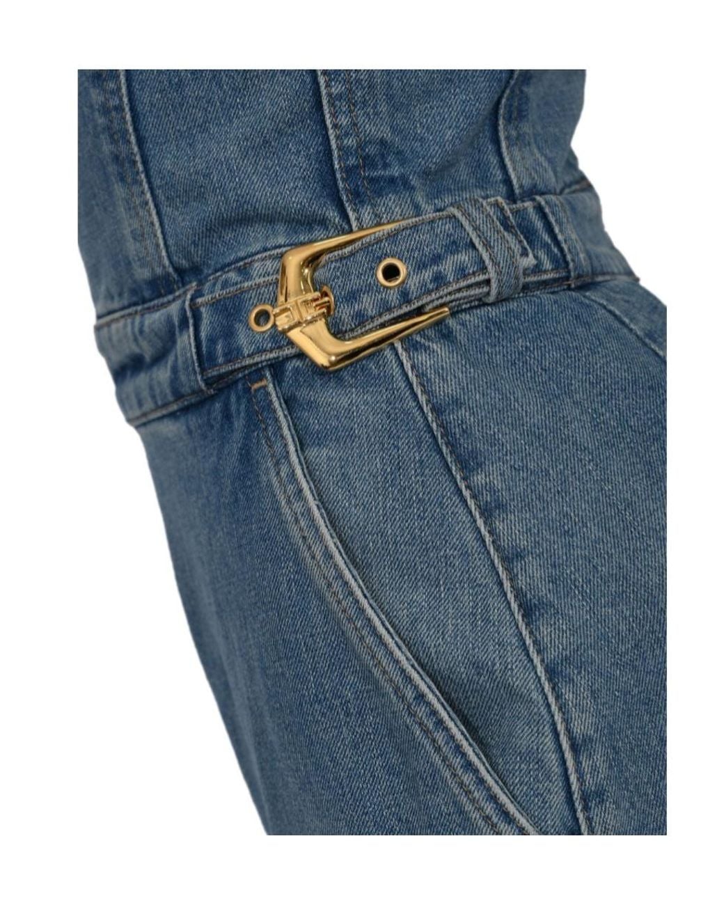 Elisabetta Franchi Blue Bustier Denim Jumpsuit