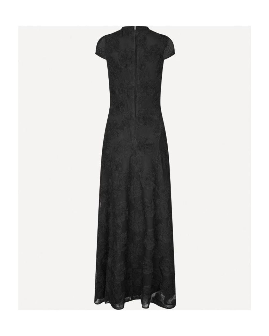 ROTATE BIRGER CHRISTENSEN Black Flower Mesh Maxi Dress