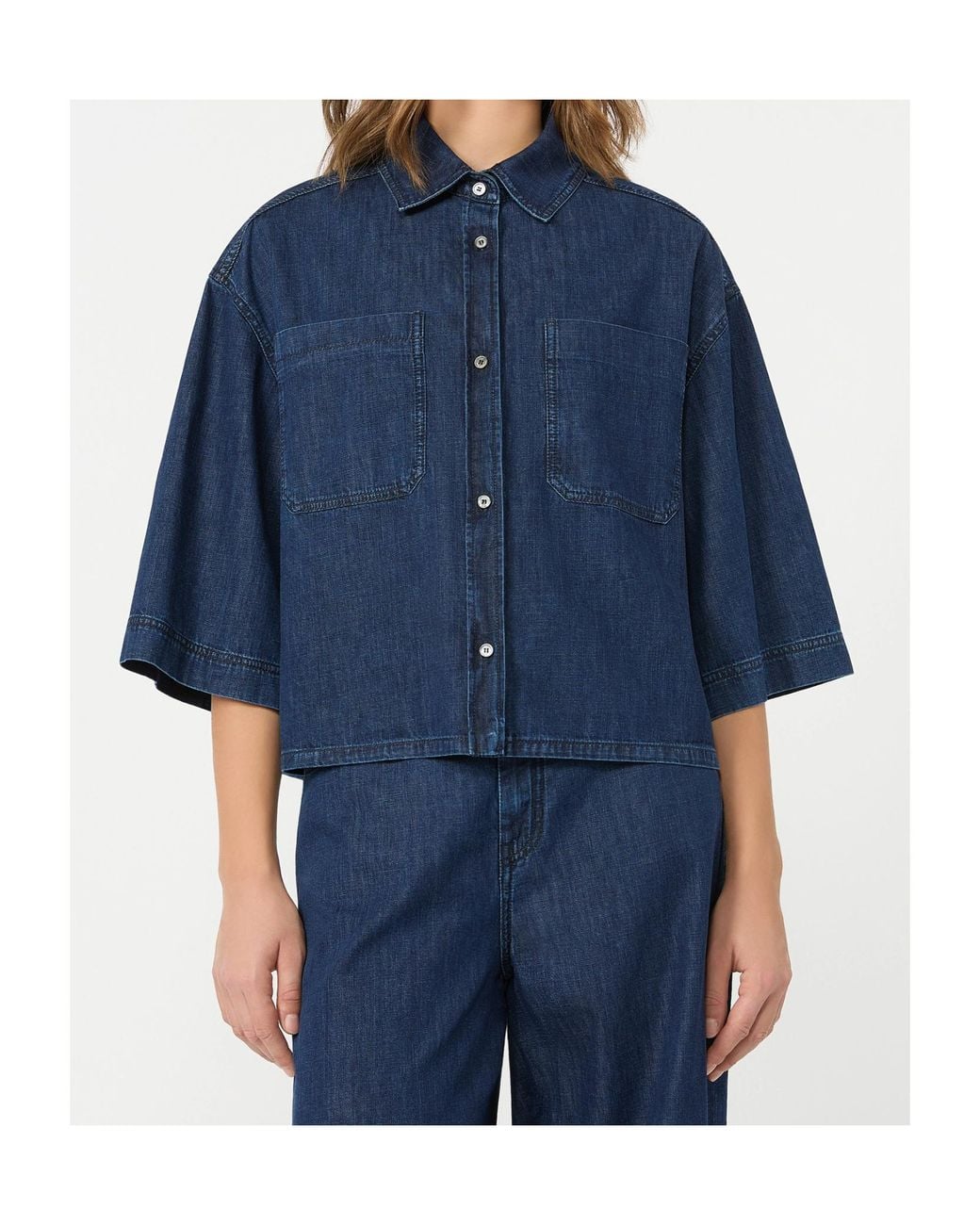 Weekend by Maxmara Blue Zannata Short-Sleeved Denim Shirt
