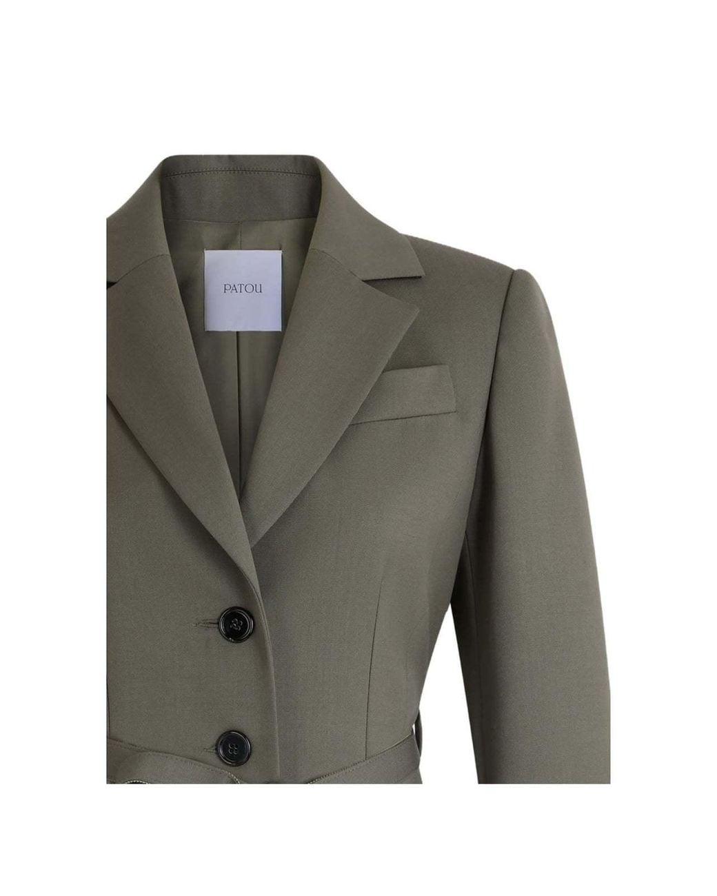 Patou Green Belted Single-Breasted Blazer