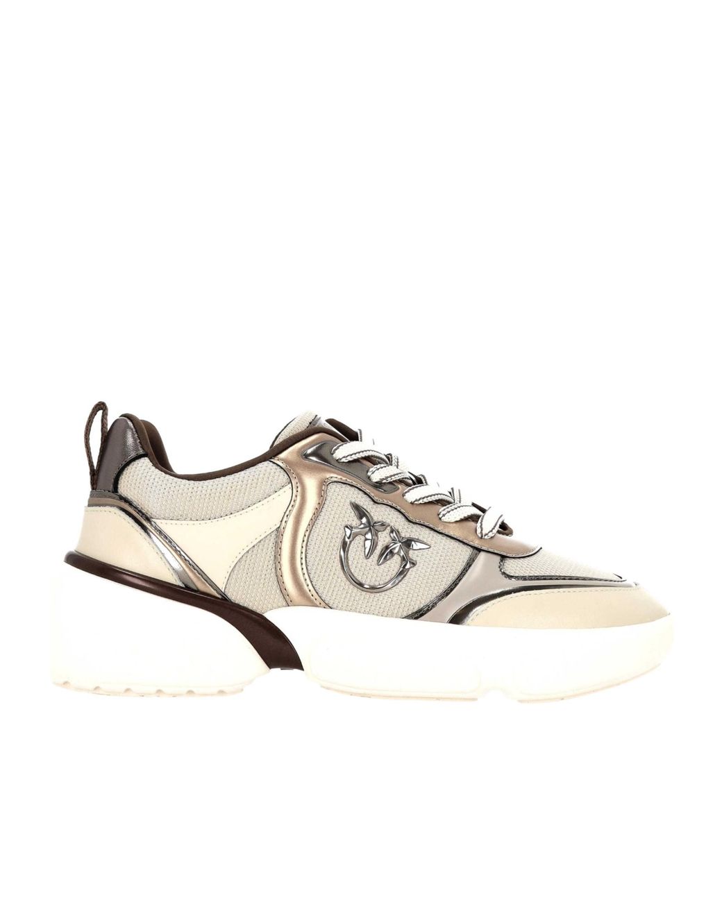 Pinko White Love Birds Panelled Sneakers