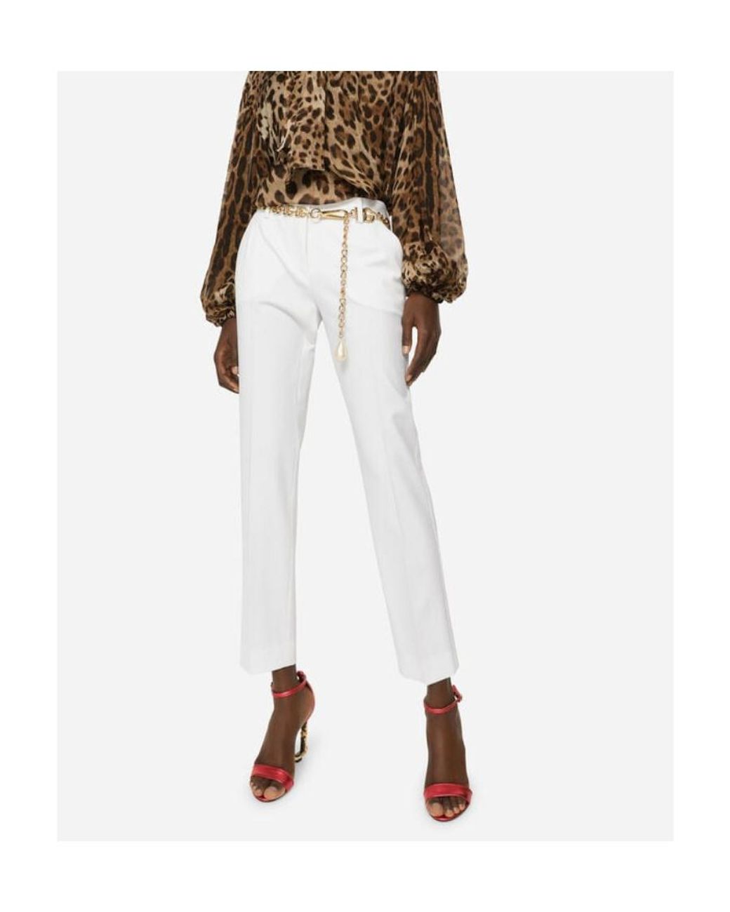 Dolce & Gabbana White Logo Casual Pants