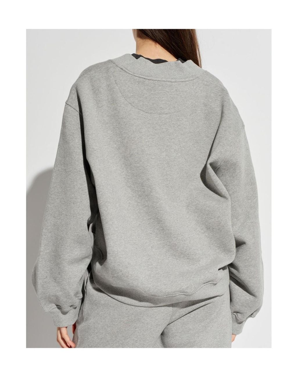 The Attico Gray The Logo Embroidered V-Neck Sweatshirt