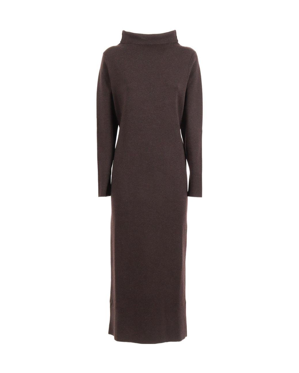 P.A.R.O.S.H. Brown Turtleneck Midi Dress