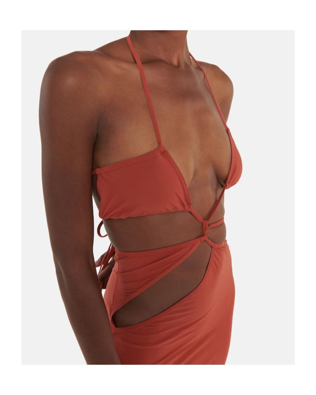 Christopher Esber Red Hollow-Out Halter Neck Dress