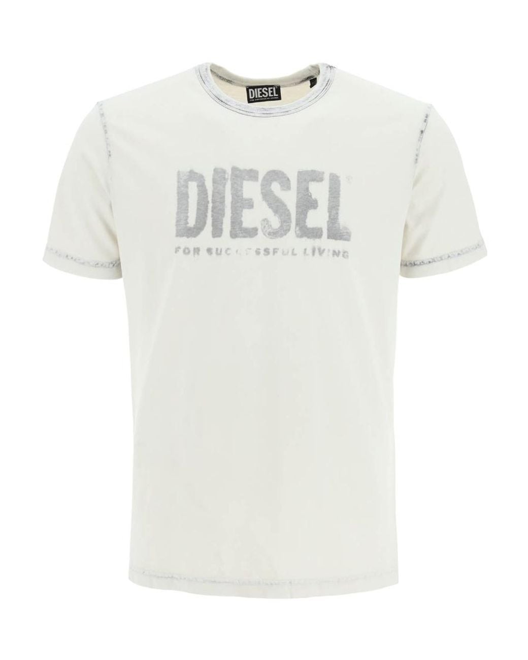DIESEL White Logo-Print Cotton T-Shirt for men