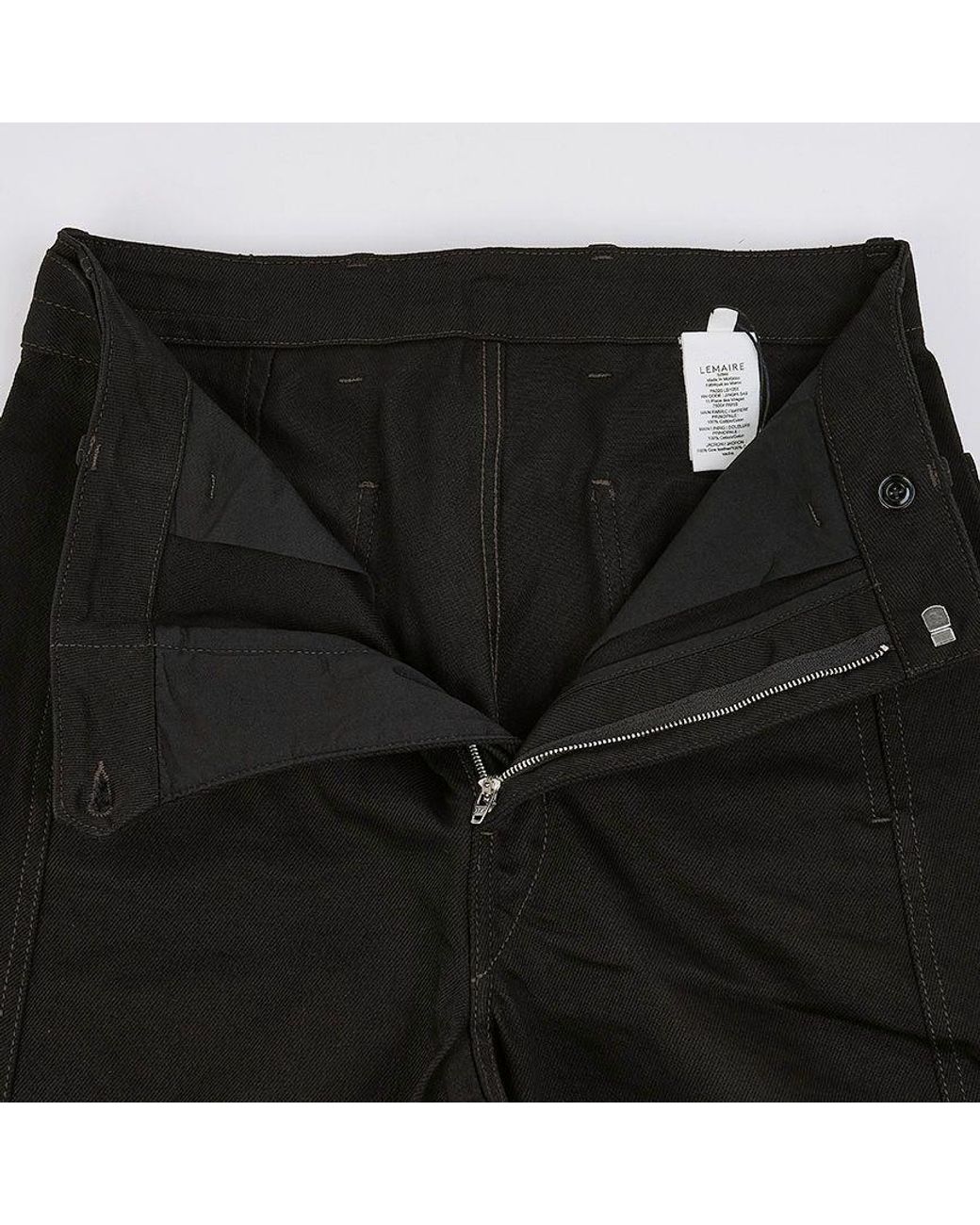 Lemaire Black Belted Straight-Leg Pants for men
