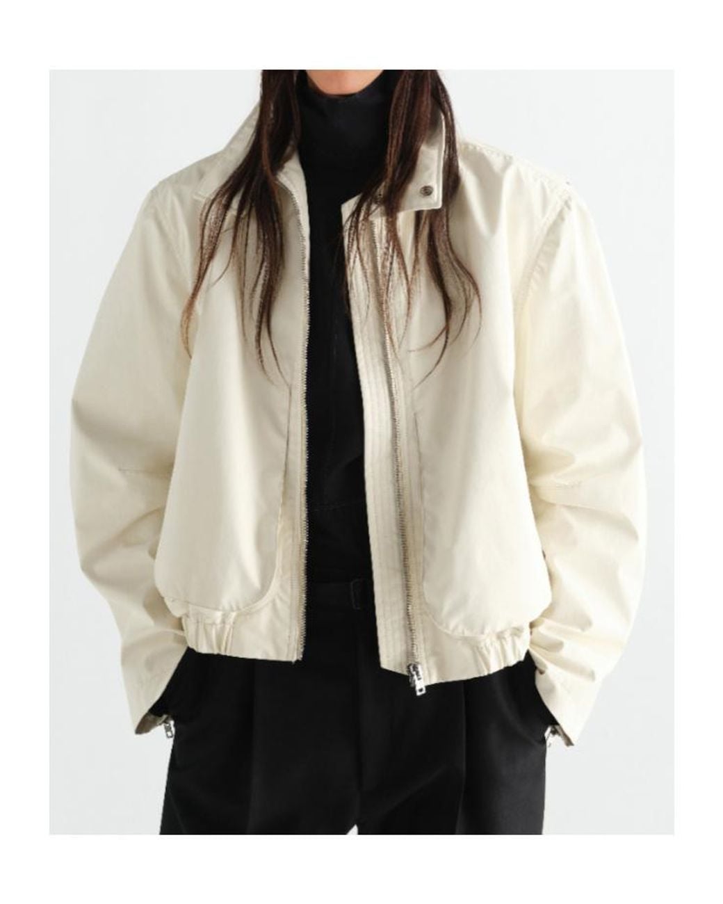 Lemaire White Zipped Stand-Collar Bomber Jacket
