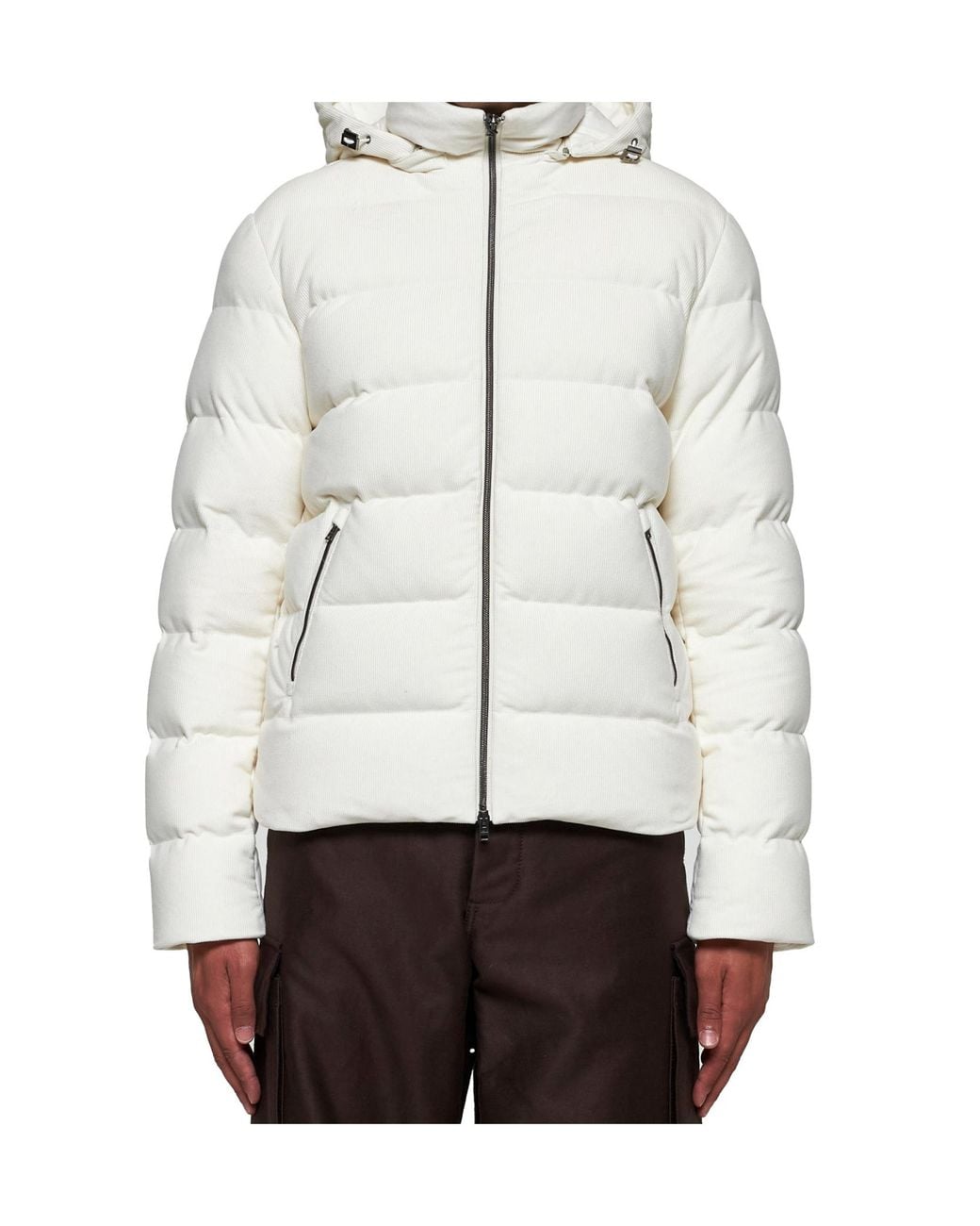 Herno Gray Zip-Up High Neck Corduroy Jacket for men