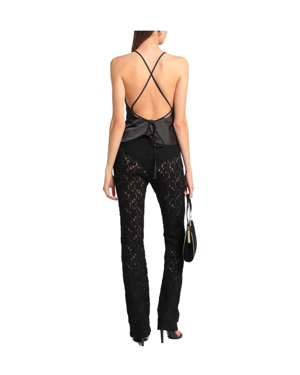 Chloé Black Solid Lace Straight-Leg Pants