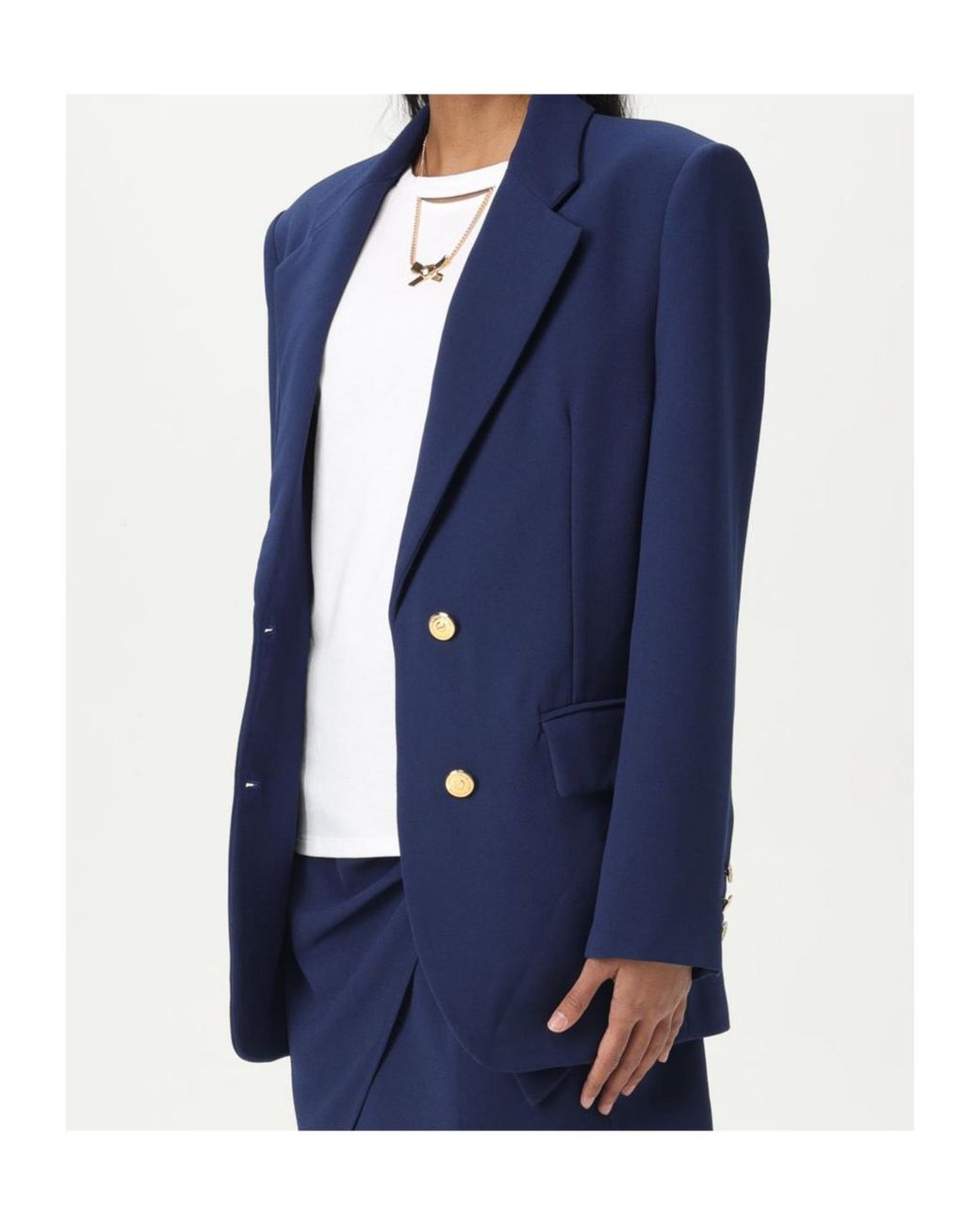 Elisabetta Franchi Blue Single-Breasted Oversized Jacket