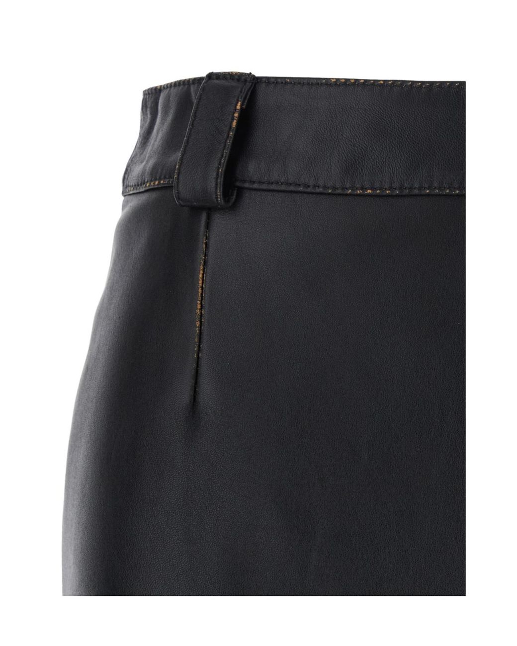 Grifoni Black Belted Leather Pencil Skirt