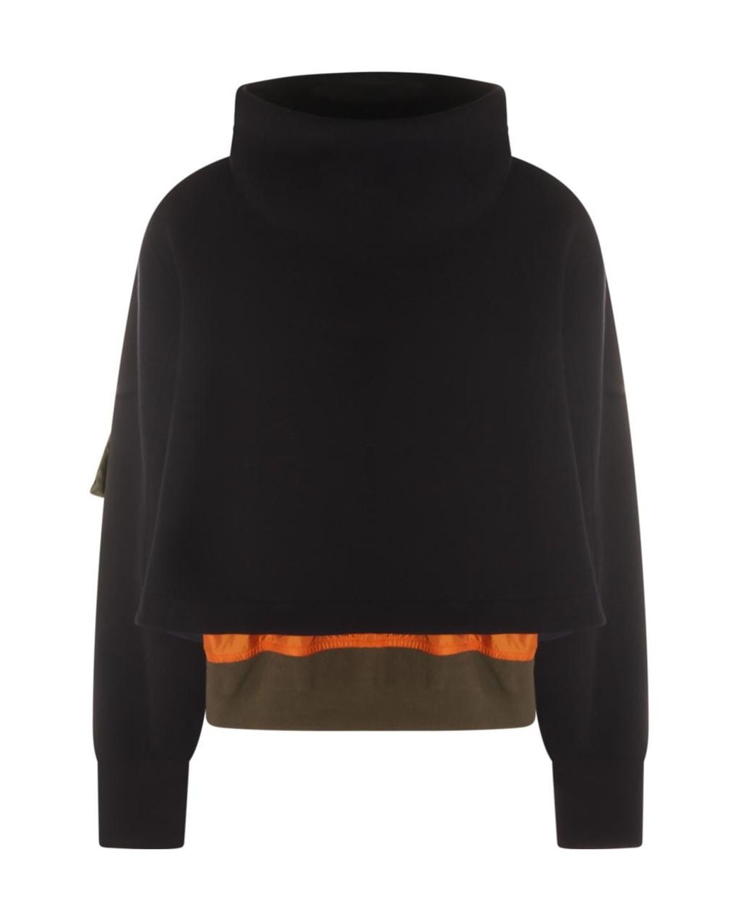 Sacai Black Sponge Sweat X Nylon Twill Hoodie