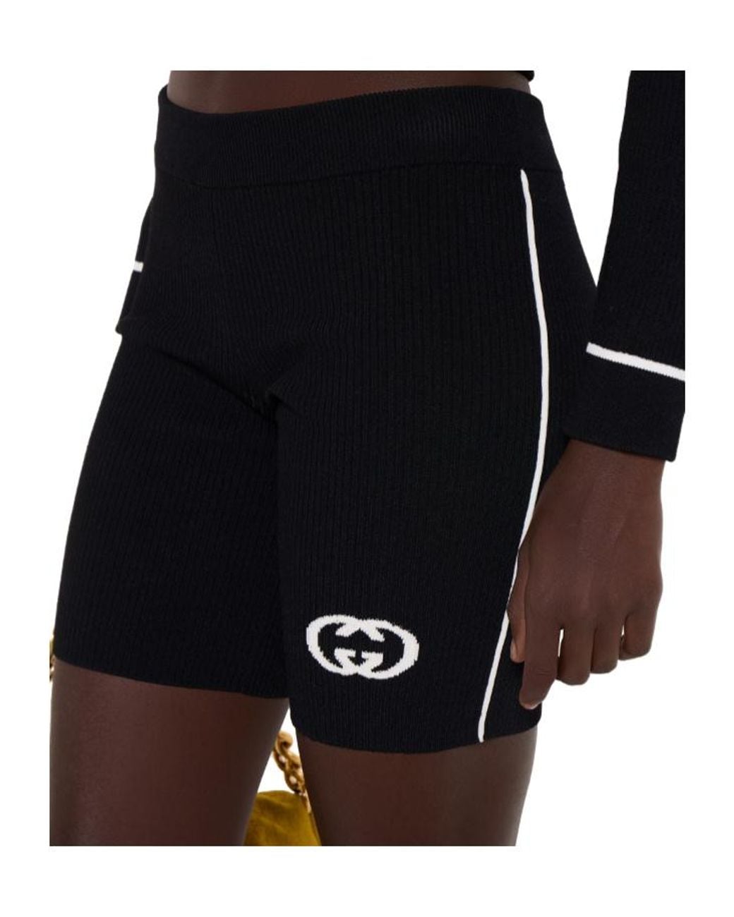 Gucci Black Ribbed Gg Intarsia Knit Shorts