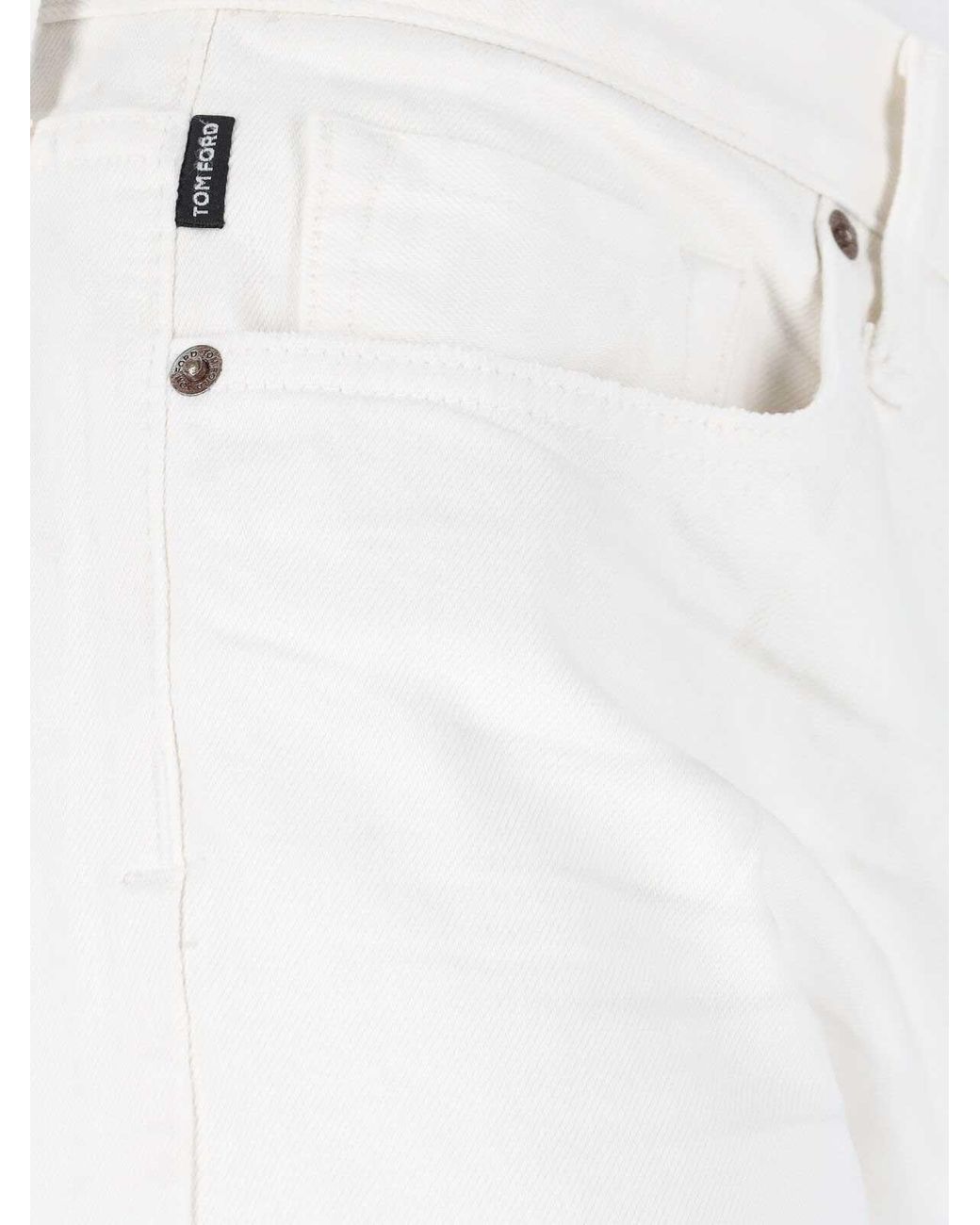 Tom Ford White Logo Patch Ripped-Detailed Jeans for men