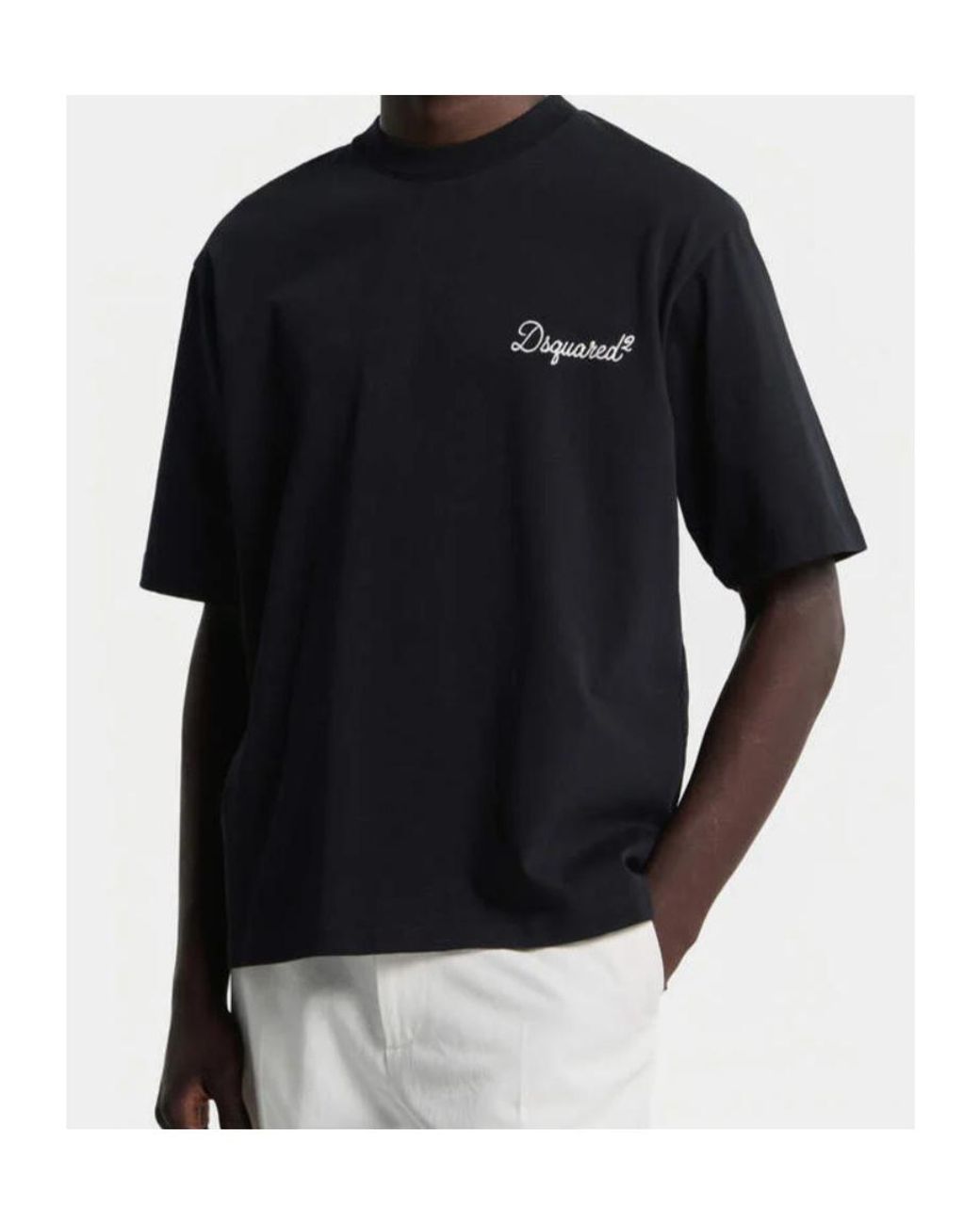 DSquared² Black Logo Embroidered Crewneck T-Shirt for men