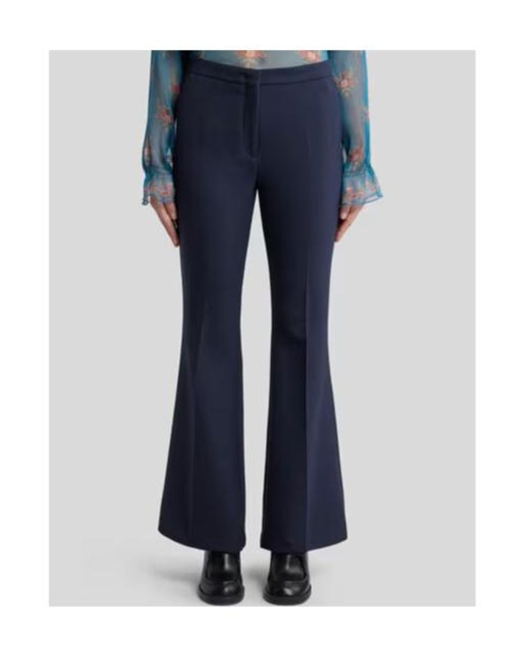 Etro Blue Flared Tricotine Trousers
