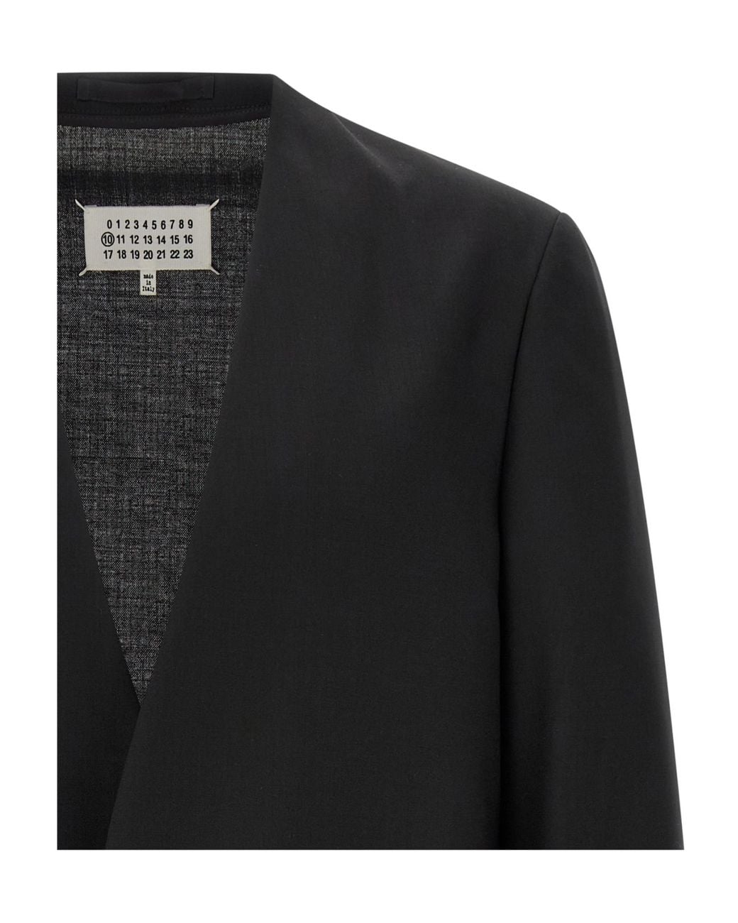 Maison Margiela Black Collarless Signature Four-Stitch Jacket for men