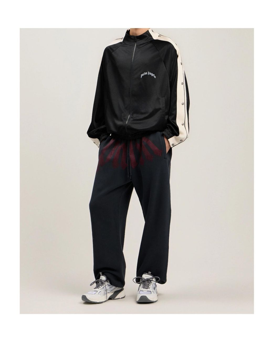 Palm Angels Blue Logo-Print Track Pants for men
