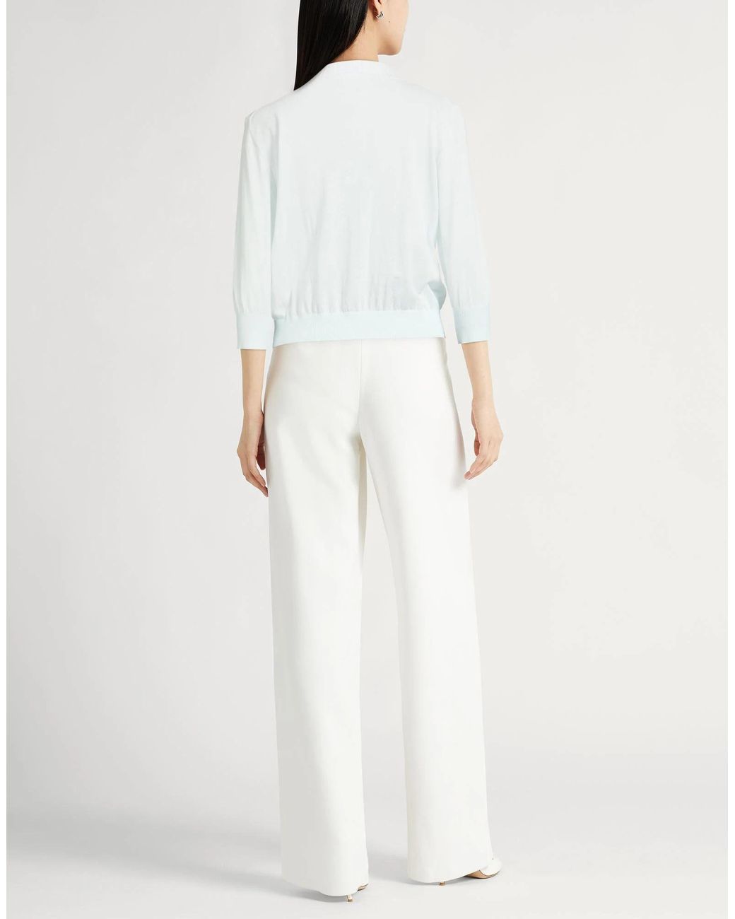 Tory Burch White Solid Color Lightweight Knit Sweater
