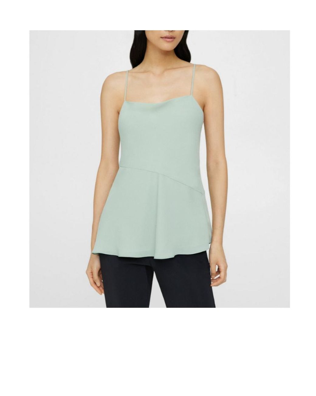 Theory Green Asymmetric-Hem Sleeveless Top
