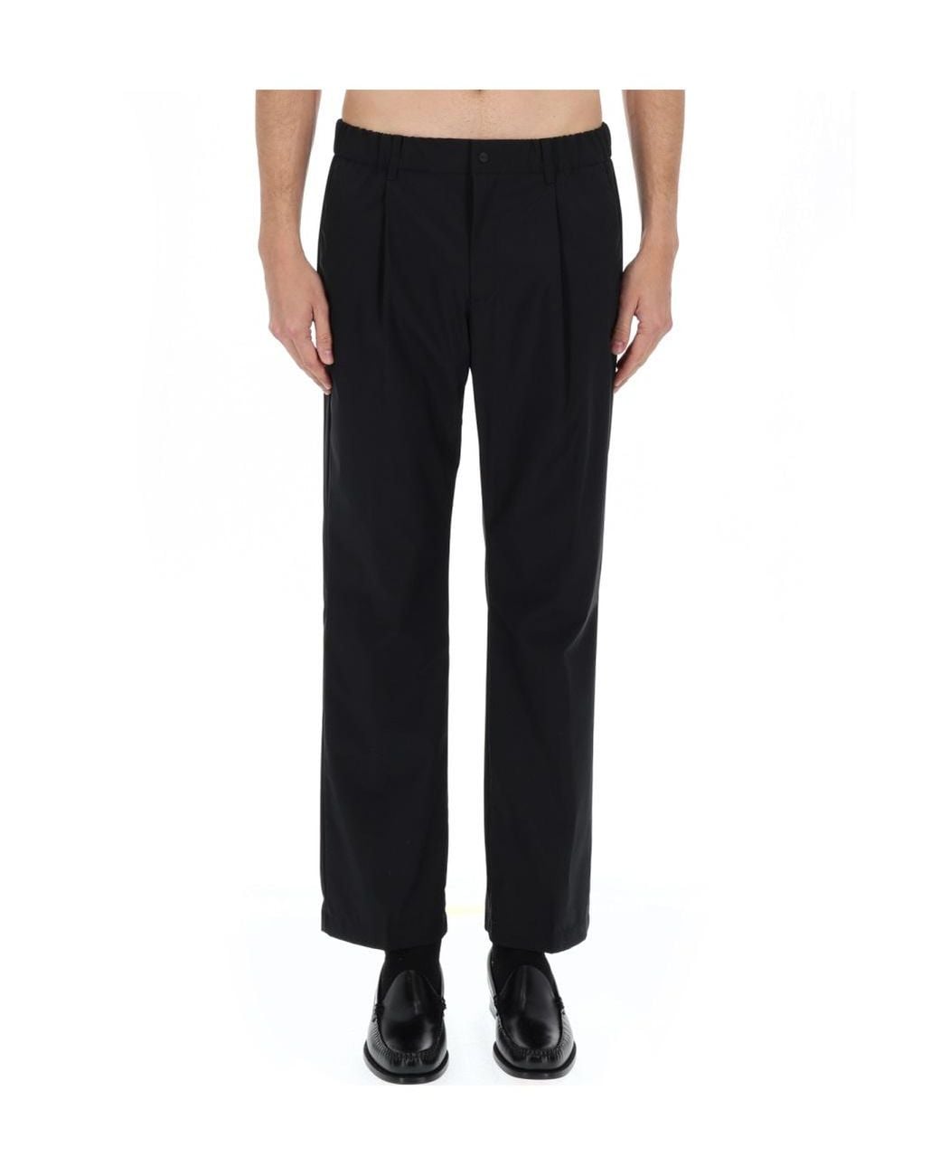 Herno Black Pleated Tailored Trousers for men