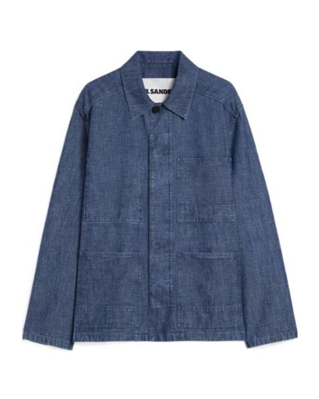 Jil Sander Blue Chambray Pocket Detail Shirt Jacket for men