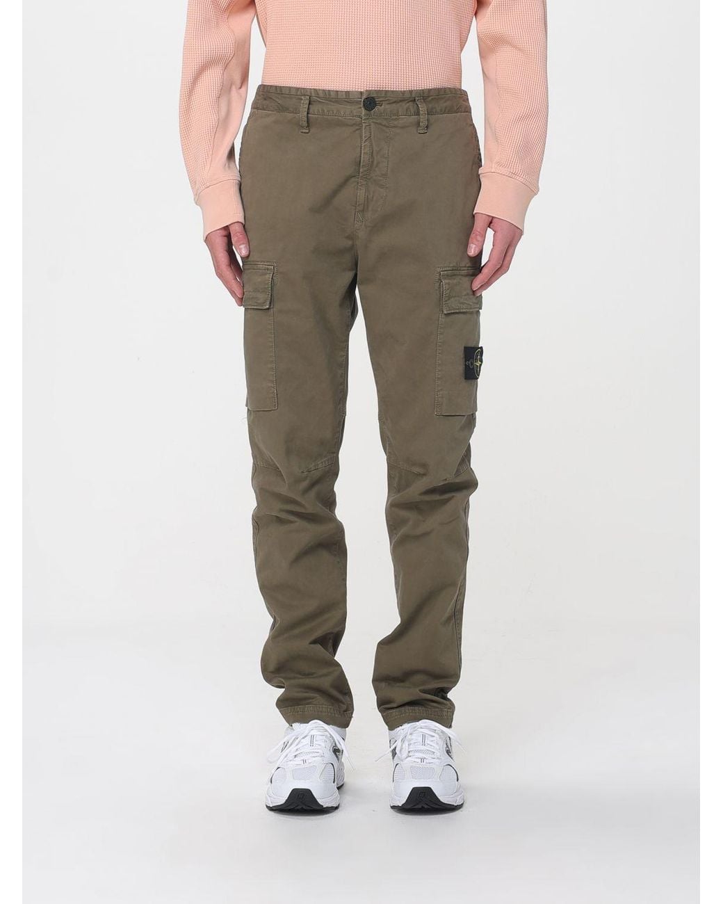Stone Island Green Logo Patch Pants for men