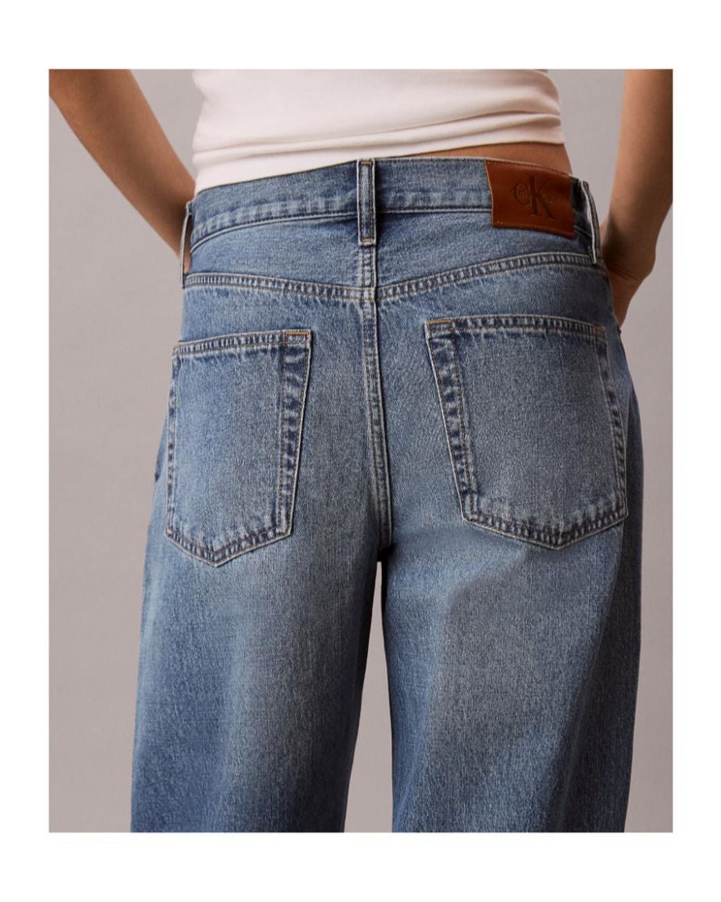 Calvin Klein Blue Cropped Barrel Jeans