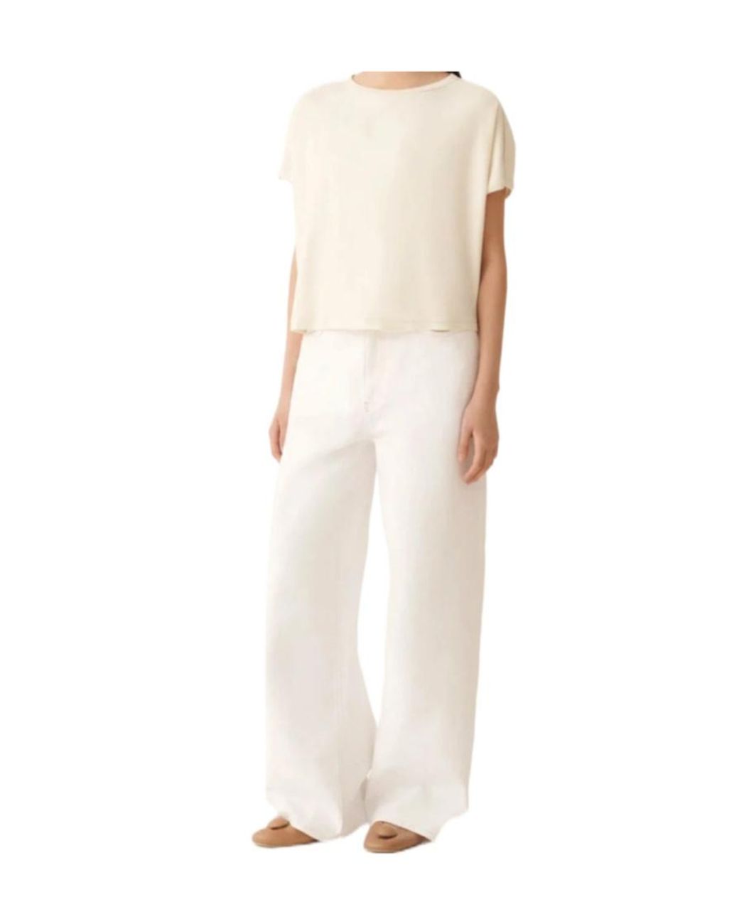 Fabiana Filippi White Relaxed Cap-Sleeved T-Shirt