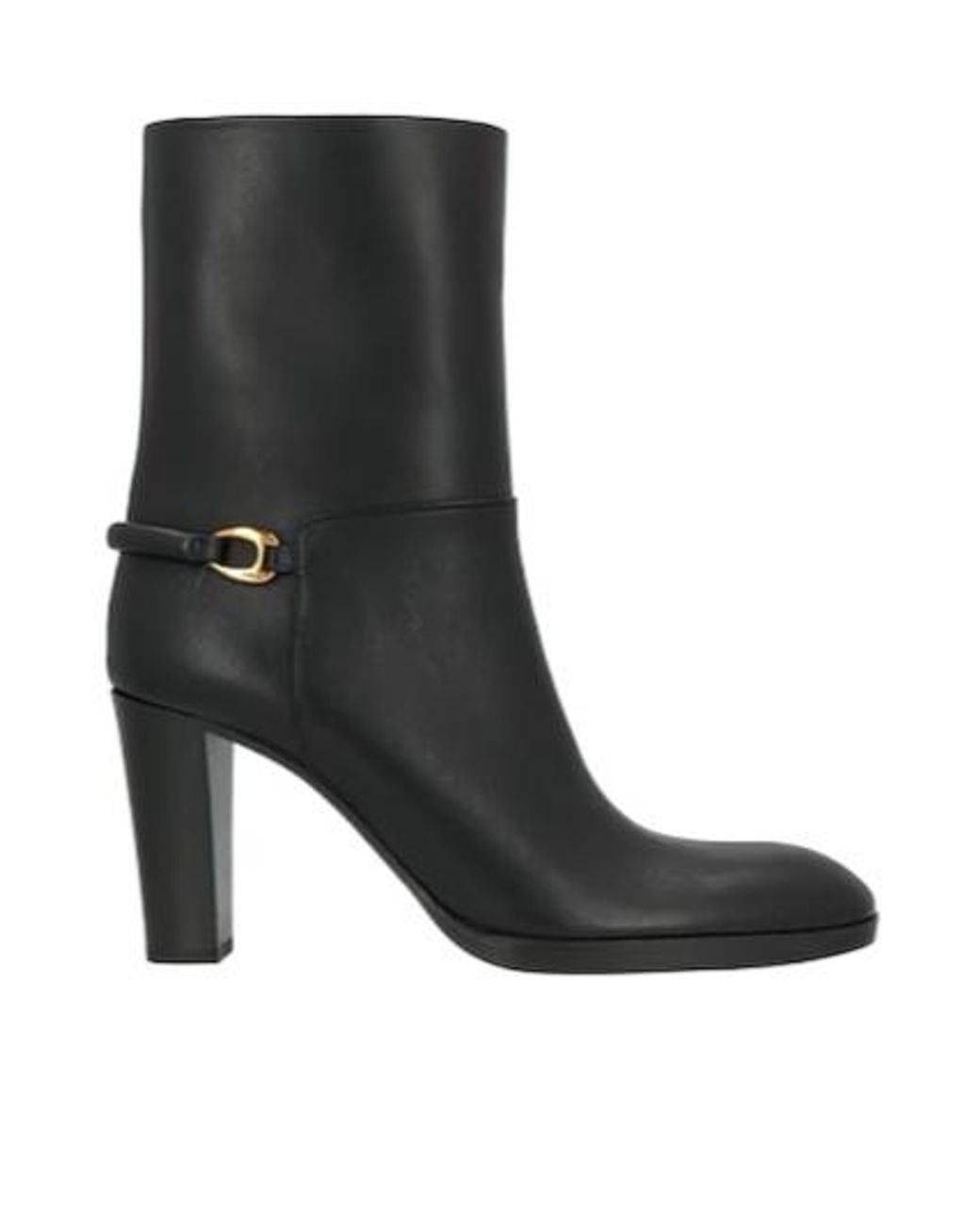 Saint Laurent Black Minimalist Blockheel Ankle Boots