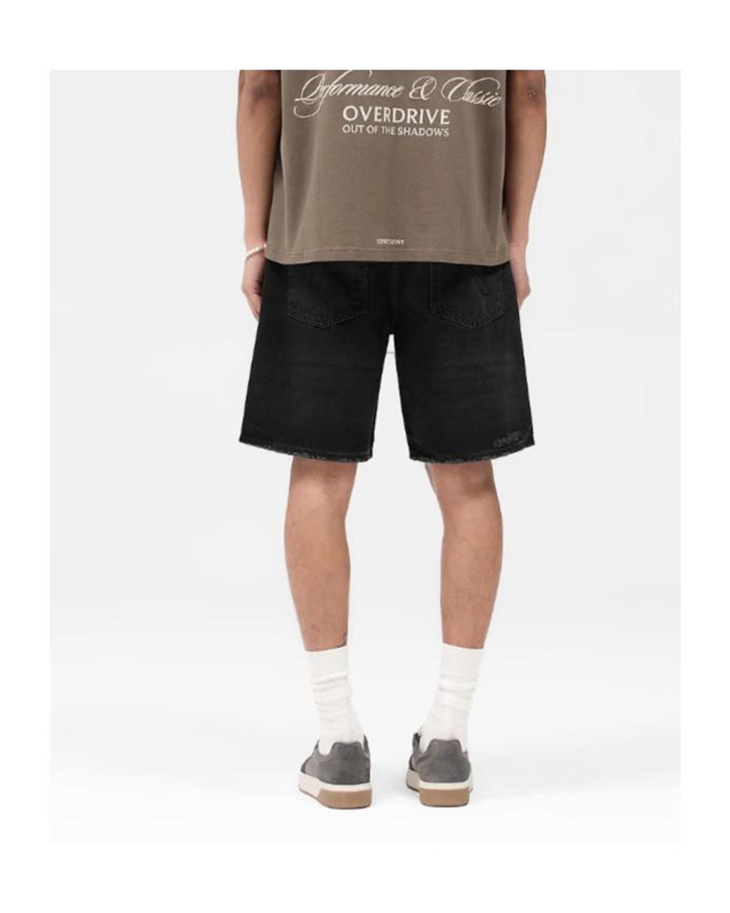 Represent Black Distressed Denim Shorts for men