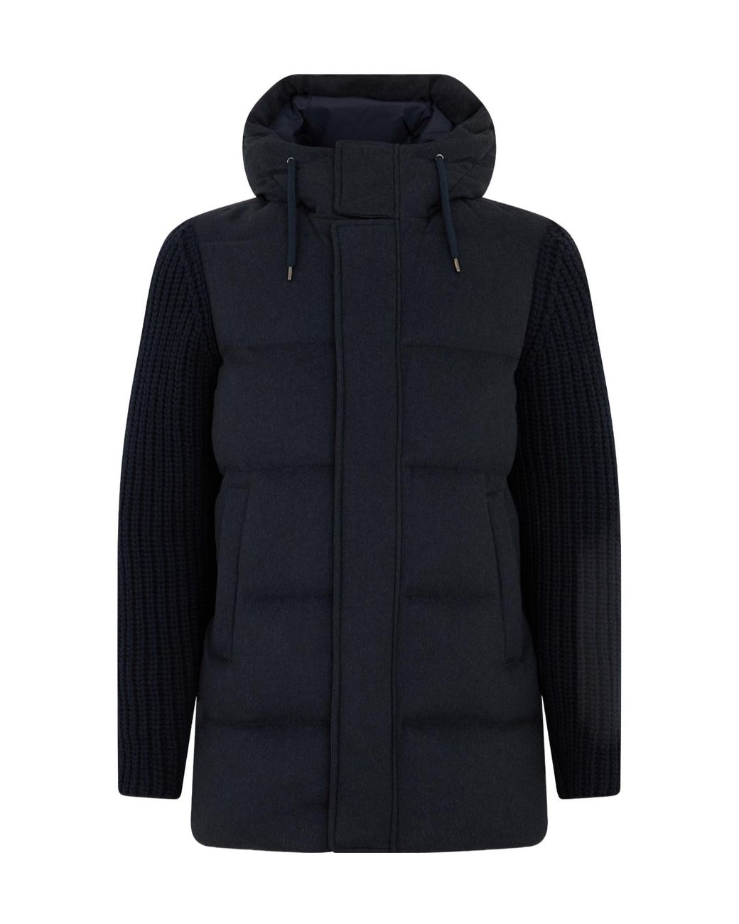 Herno Blue Knitted Hooded Coat for men