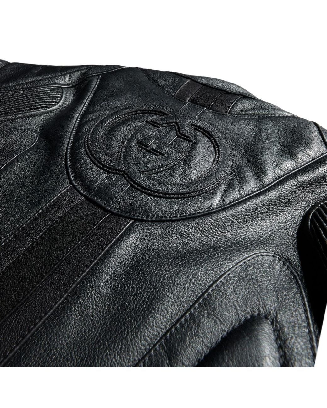 Gucci Gray Grainy Laminated Bull Leather Jacket for men