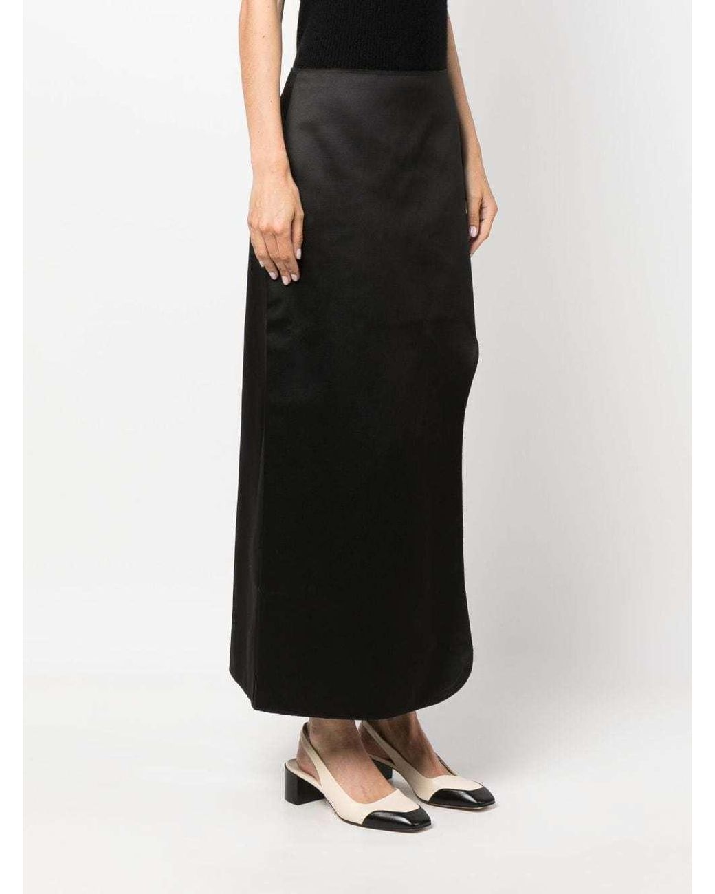 By Malene Birger Black Mid-Rise Slit-Detailed Skirt