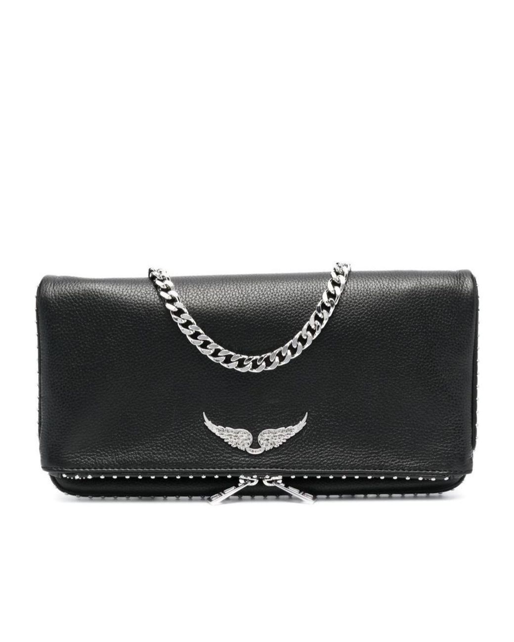 Zadig & Voltaire Black Stud-Embellished Chain-Linked Shoulder Bag