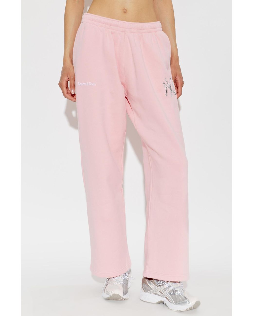Sporty & Rich Pink Elastic-Waist Athletic Pants