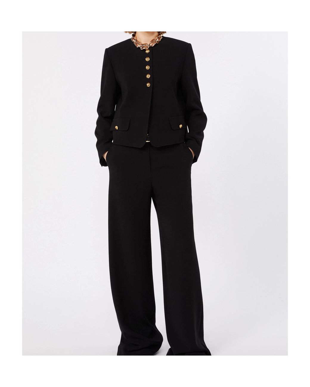 Max Mara Black Paniere Button-Up Collarless Jacket