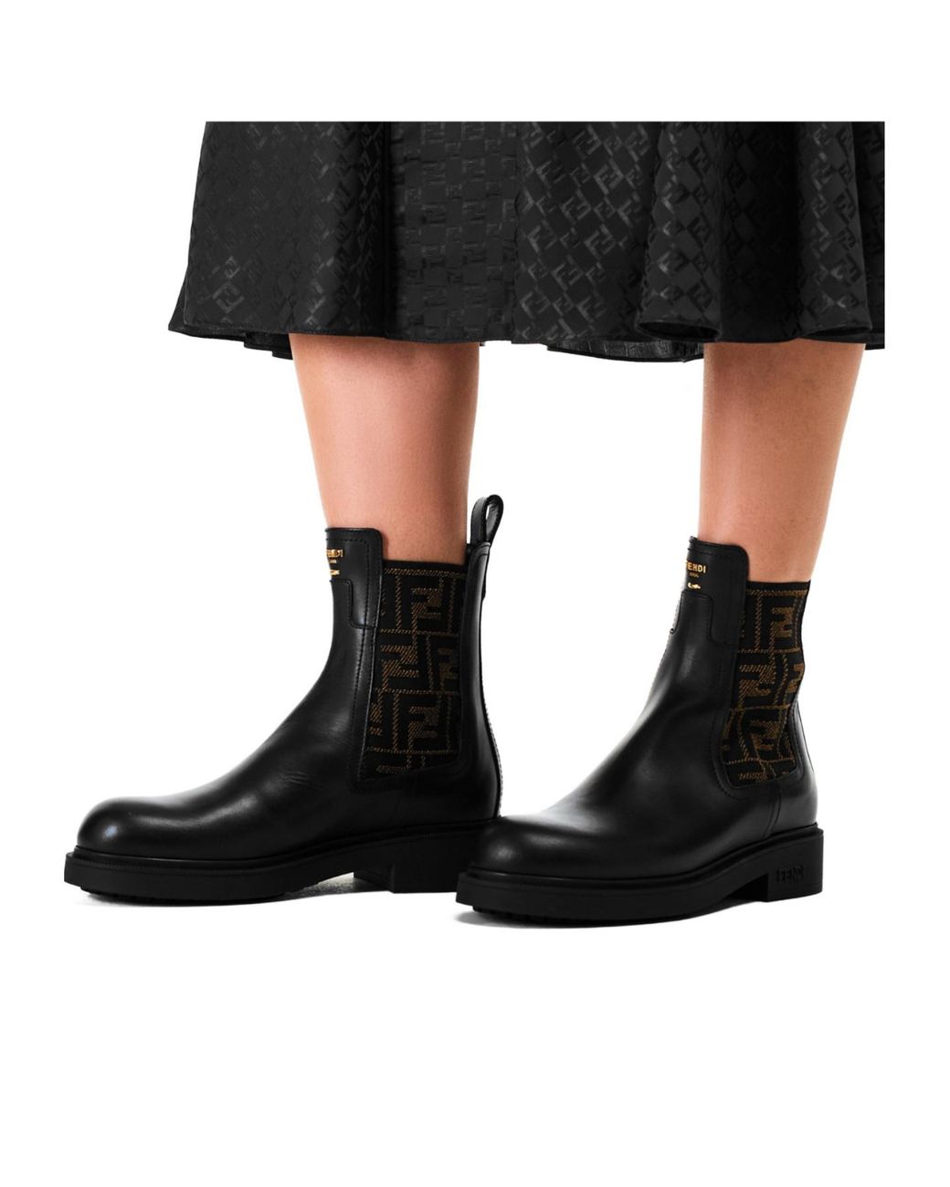 Fendi Black Leather Ankle Boots