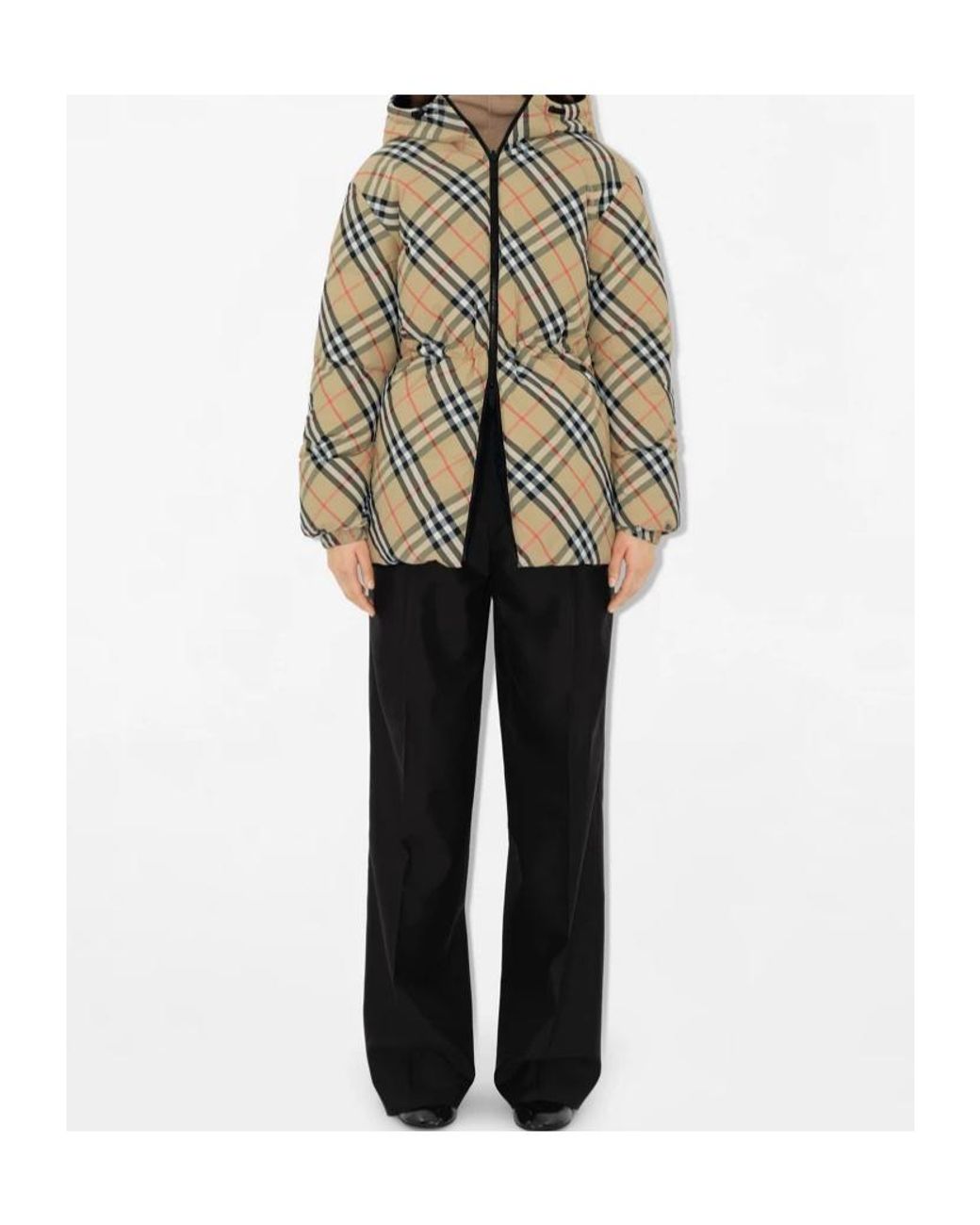 Burberry Metallic Checked Hooded Reversible Down Jacket