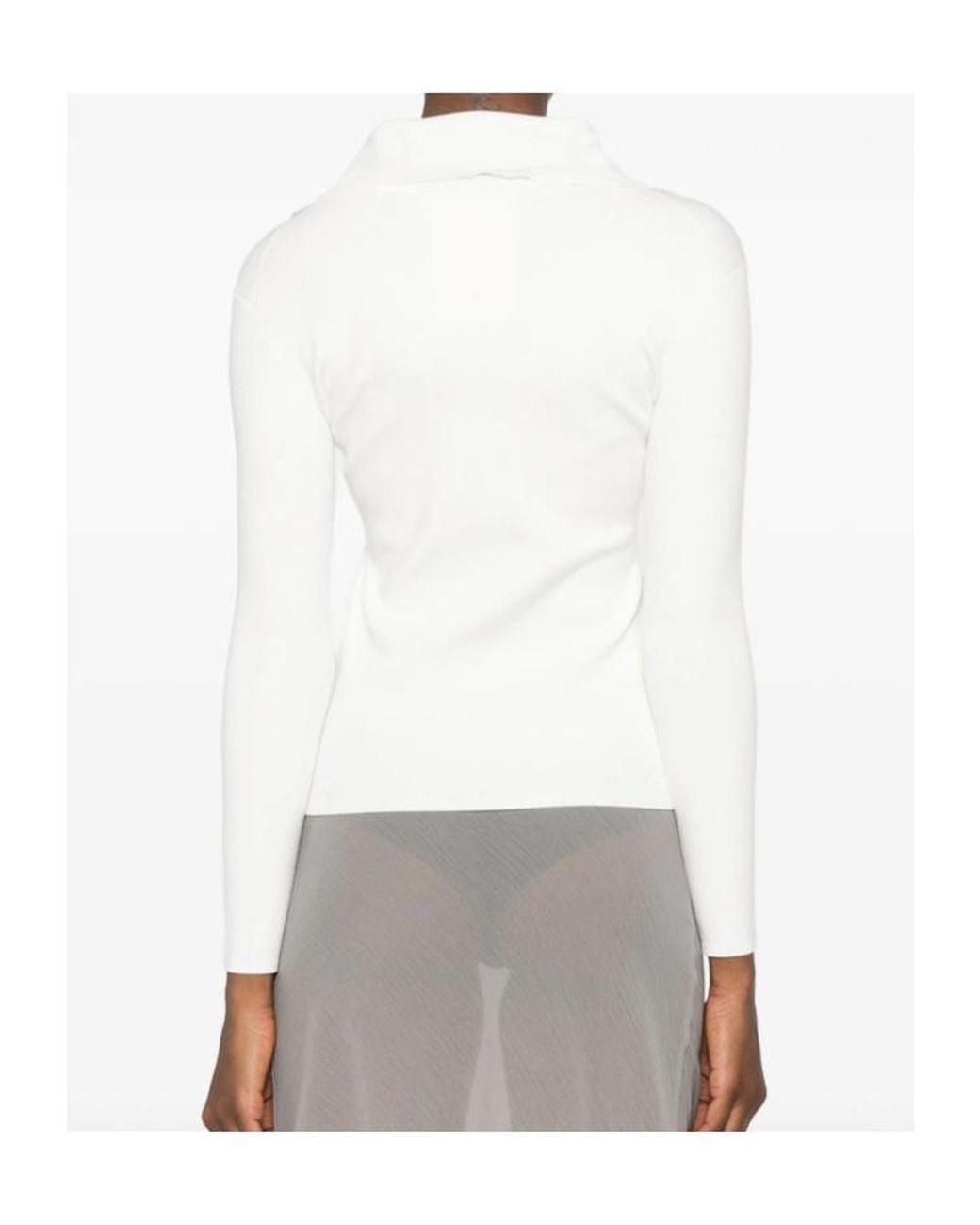 Totême White Totême Buttoned High-Neck Knitted Cardigan