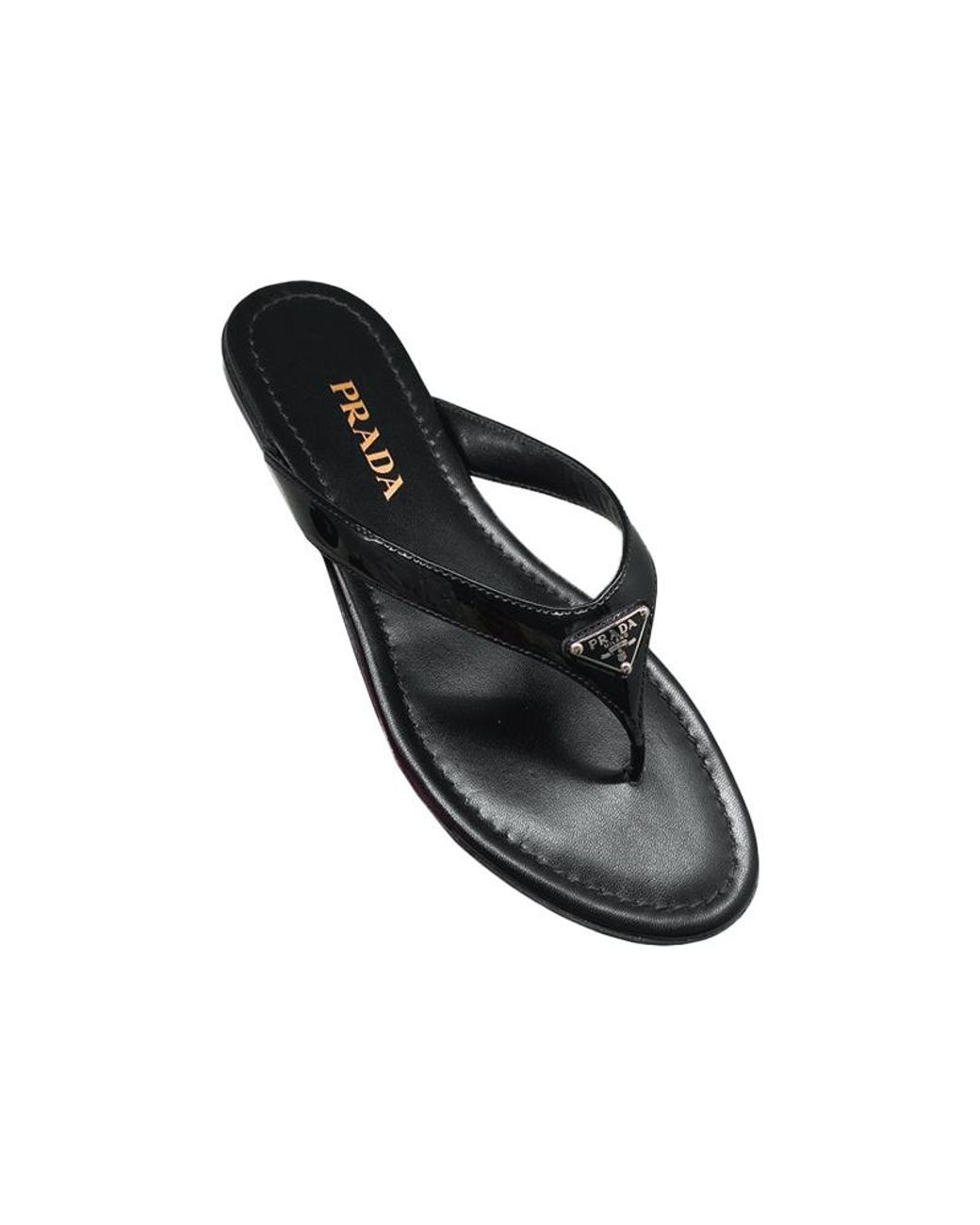 Prada Black Round-Toed Flip-Flops
